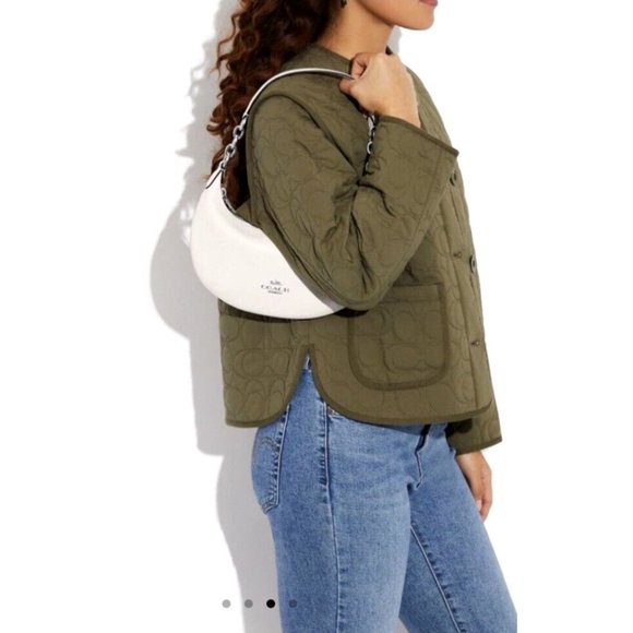 New Coach CE619 Payton Shoulder bag Pebble Leather Chalk - Picture 2 of 4